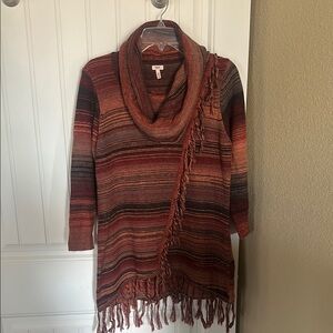 Striped Cowl Neck Sweater